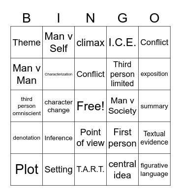 ELA Vocab Bingo Card