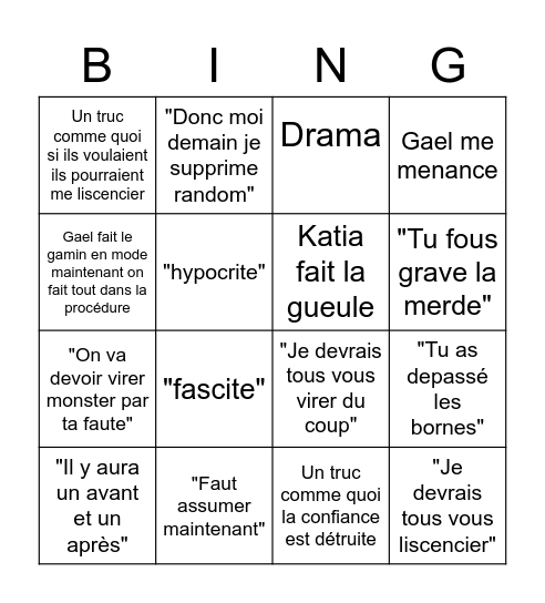 Procès de Louis Bingo Card