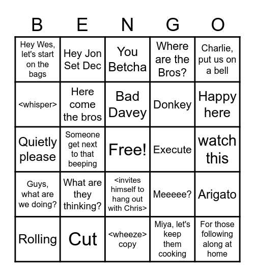 R Bengo Parker Bingo Card