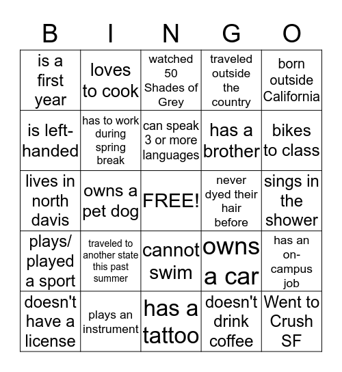 Bingo! Bingo Card