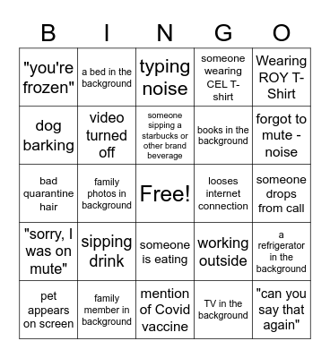 Guest Information Conference Call Bingo Card