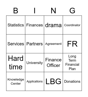 Treasurer Speech Bingo Card