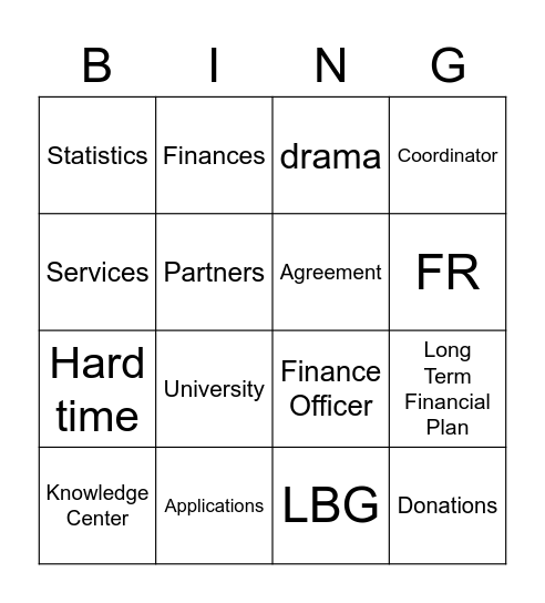 Treasurer Speech Bingo Card