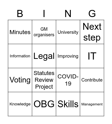 Secretary Speech Bingo Card