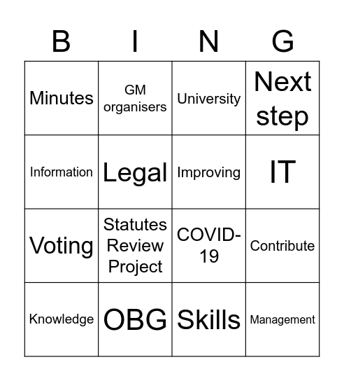 Secretary Speech Bingo Card