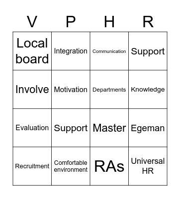 VP HR Speech Bingo Card