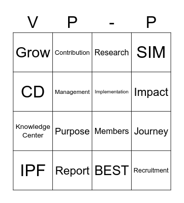 VP P Speech Bingo Card