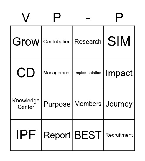 VP P Speech Bingo Card