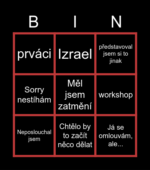 ŠKOLA EDITION Bingo Card