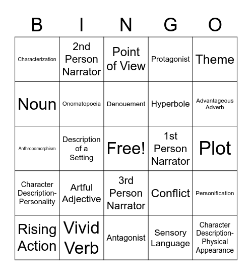 Story Starters Year End Review! Bingo Card