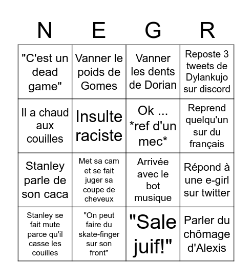 Bingo Stanley Bingo Card