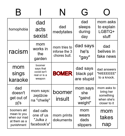 Boomer Bingo Card