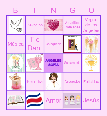 Primera Comunión Bingo Card