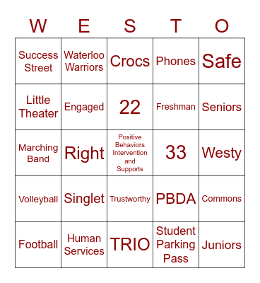 WESTO Bingo Card