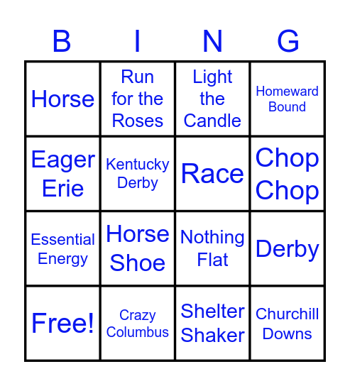 Kentucky Derby Bingo Card