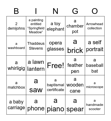 Museum Bingo Card