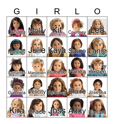 American Girl Doll Bingo Card