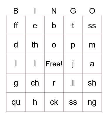 Letter Sounds Bingo Card