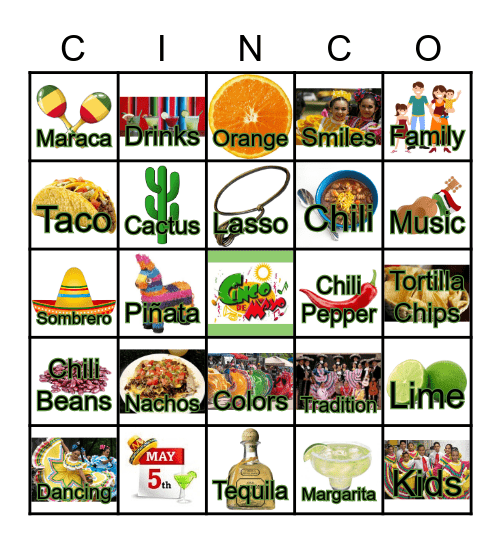 Cinco de Mayo Bingo Card