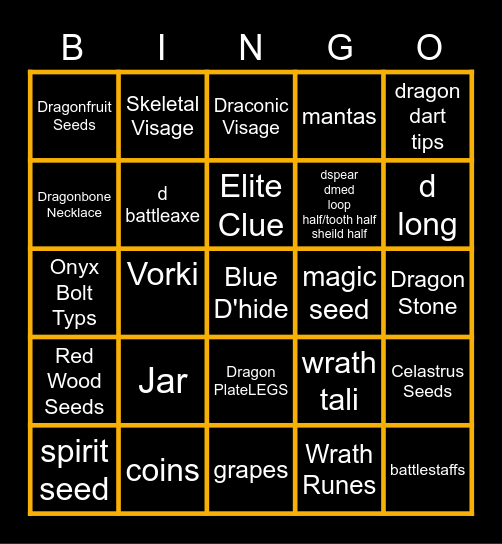 vork bingo Card