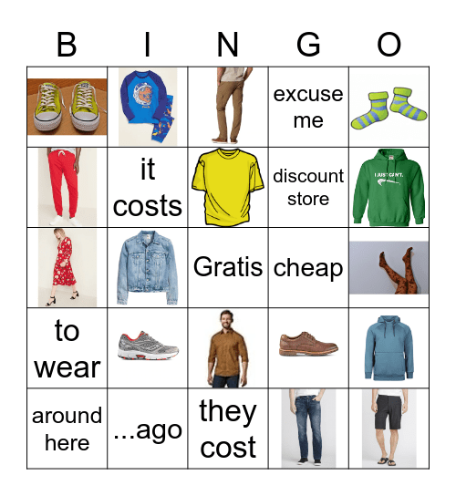 La Ropa y Tiendas Bingo Card
