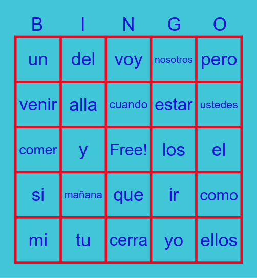Palabras de alta frecuencia Bingo Card