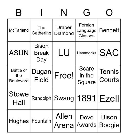 LU Bingo Card