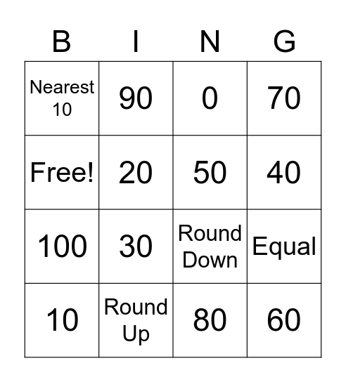 Round up 10 Bingo Card