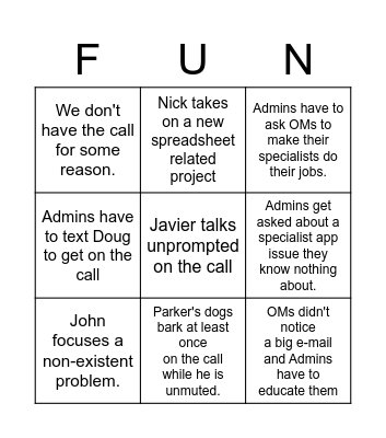 Meeting Bingo Card