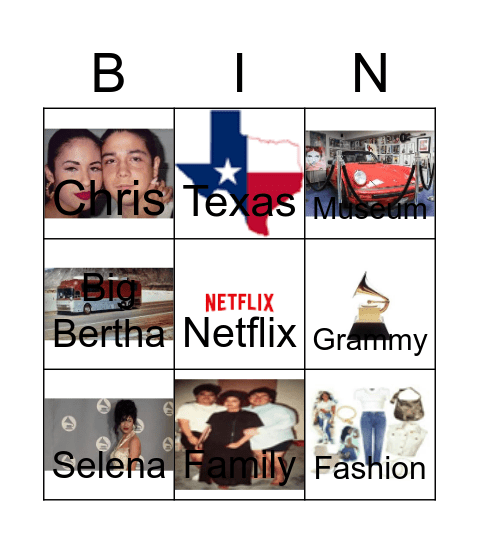 Selena Bingo Card