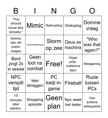Hyrael bingo algemeen Bingo Card