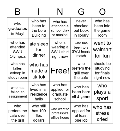 Find Someone Who... Bingo Card