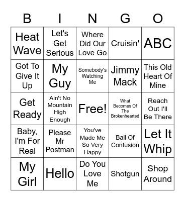 Motown Bingo Card