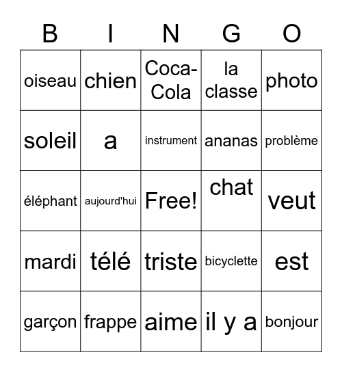 French 8 Bingo Card