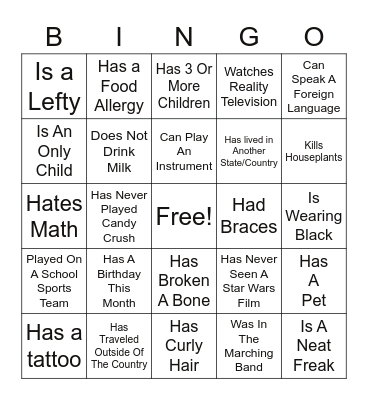 ICE BREAKER BINGO Card