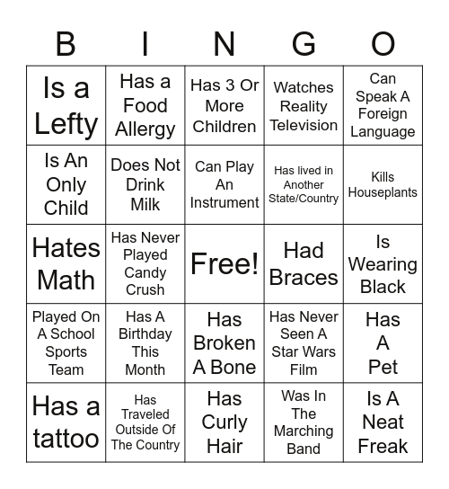 ICE BREAKER BINGO Card