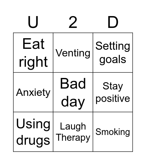 Stress Management Bingo Card