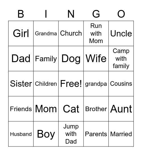 ASL Family Bingo Card
