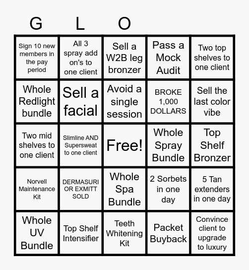 GLO GIRLIES Bingo Card