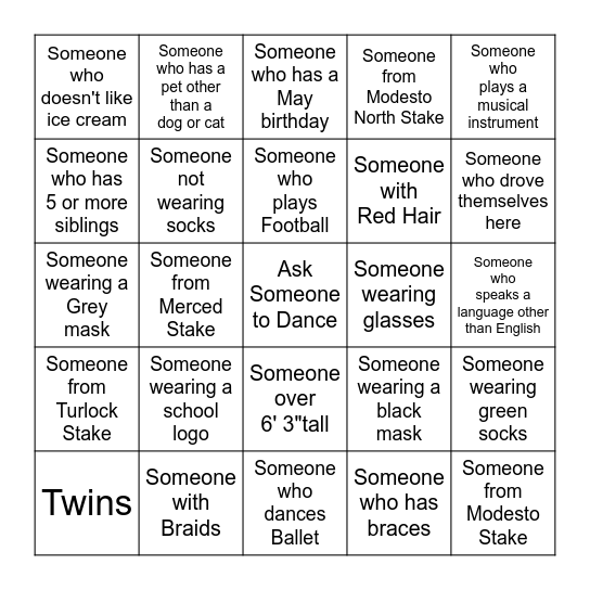 Friendship Bingo Card