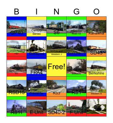 Railways in Indiana, Illinois, Ohio and Wisconsin Bingo Card