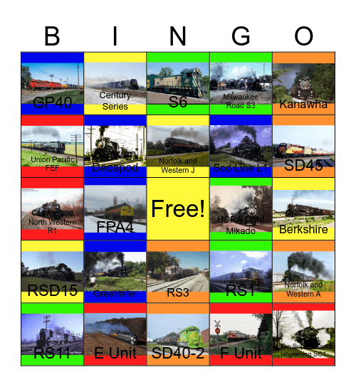 Railways in Indiana, Illinois, Ohio and Wisconsin Bingo Card