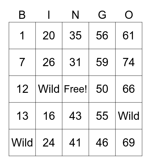 Parkvue Gone Wild! Bingo Card