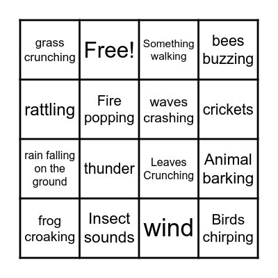 Sounds of Nature BINGO Card