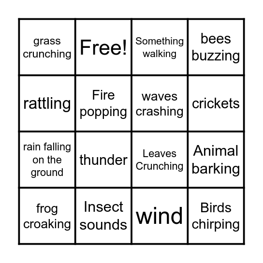 Sounds of Nature BINGO Card