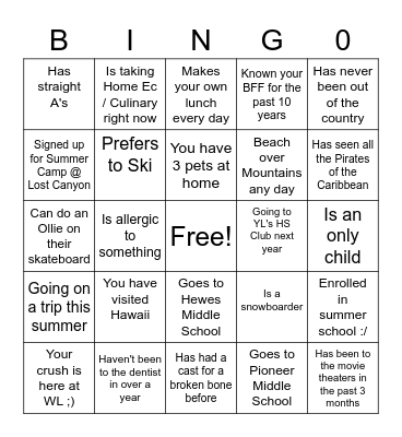 WYLDLIFE BINGO Card