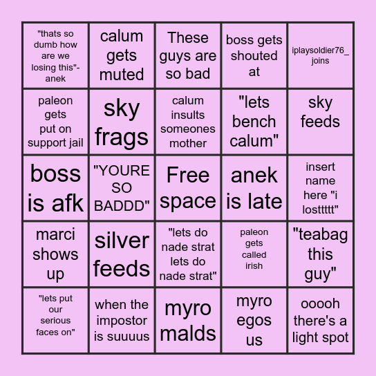 pachis scrim bingo Card