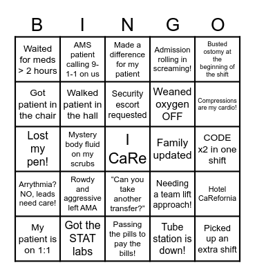 CaRe/CMIC Bingo Card