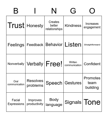 Communication Bingo Card