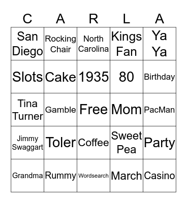 This Little Lady Just Hit  "80"  Bingo Card